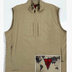 Scottevest Men's Tan Travel Vest with High Collar